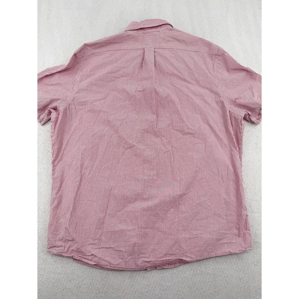 Polo Ralph Lauren Mens XL Untucked Fit Short Sleeve Button Down Red Striped